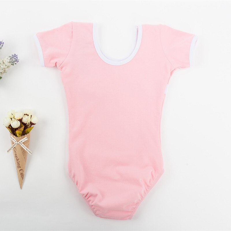Cotton Short Sleeves Girls Leotards Ballet Dance Bodysuit Kids Gymnastics Dance Leotard pink black Ballerina Outfit