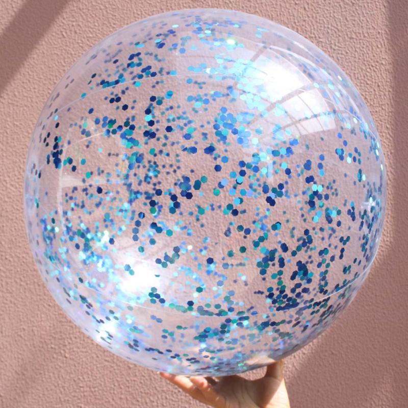 Sommar strand pool boll super transparent pvc blinkande boll vatten leksak rekvisita uppblåsbar paljett strand pool lek boll: 10