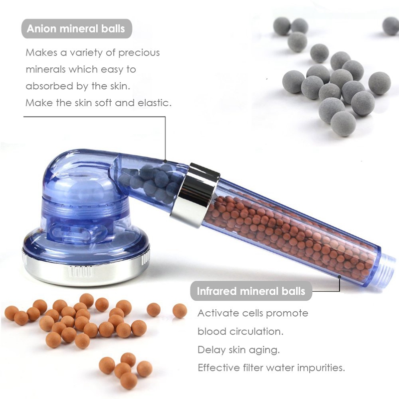 Top-Ionic Filter Shower Head with 4 Feet Hose High Pressure Water Saving 3 Modes Negative Ion Handheld Energy Ball Shower Set Sh