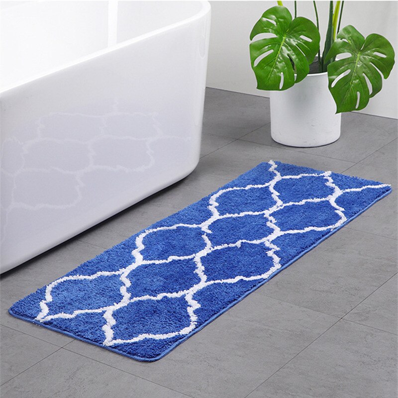 Moderne Geometrische 45X120Cm Badmat Water Absorberen Anti Slip Badkamer Tapijt Tapijt Zachte Warme Vloer Mat Voor bad Slaapkamer 8 Kleuren: blue