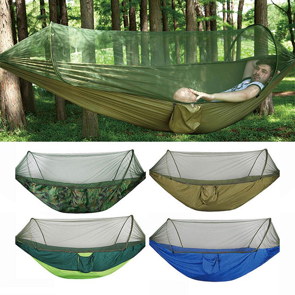 Hamac de Camping avec moustiquaire Pop-Up, lit-balançoire d&#39;extérieur Portable, Parachute,