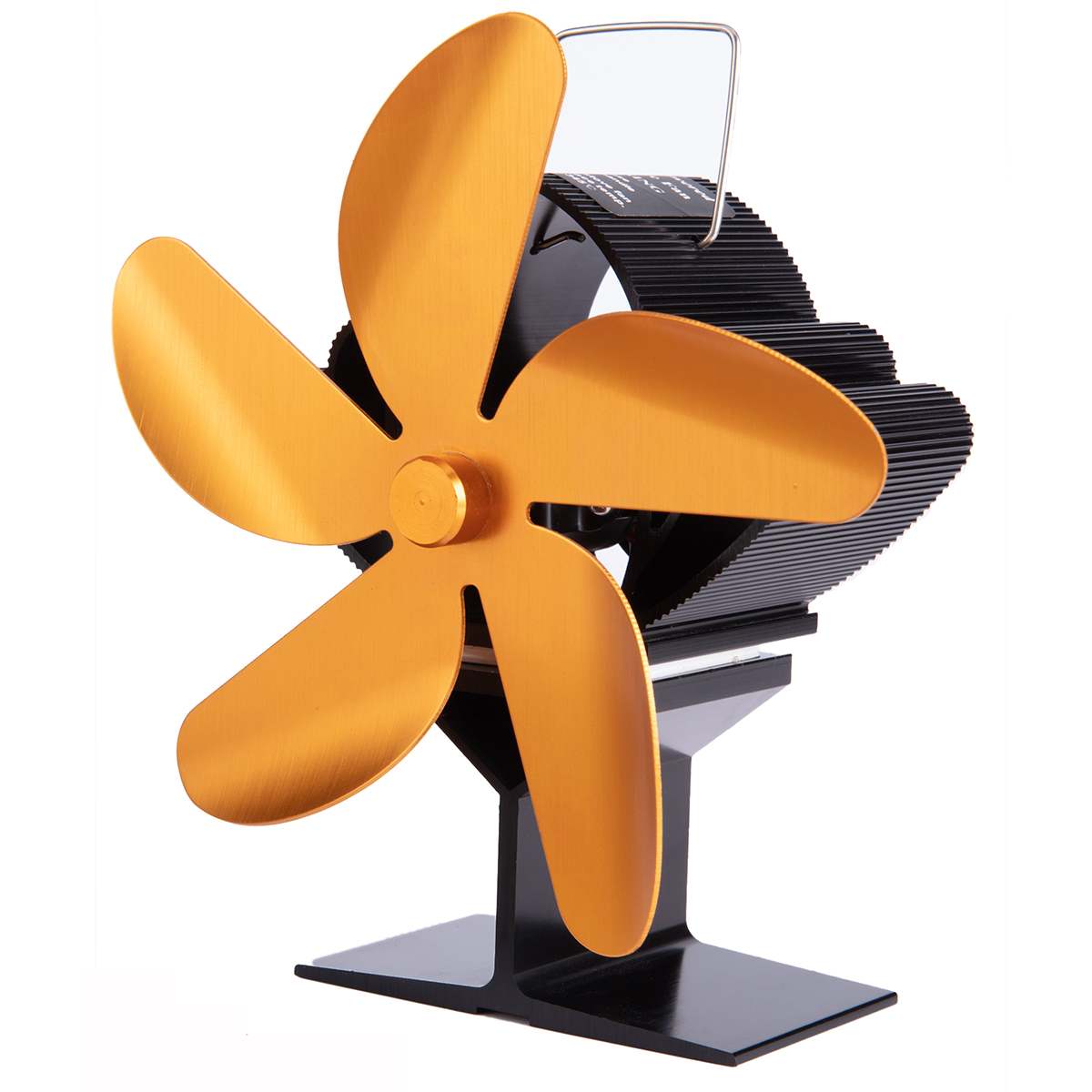 Black Fireplace 5 Blade Heat Powered Stove Fan komin Log Wood Burner Eco Friendly Quiet Fan Home Efficient Heat Distribution: Gold