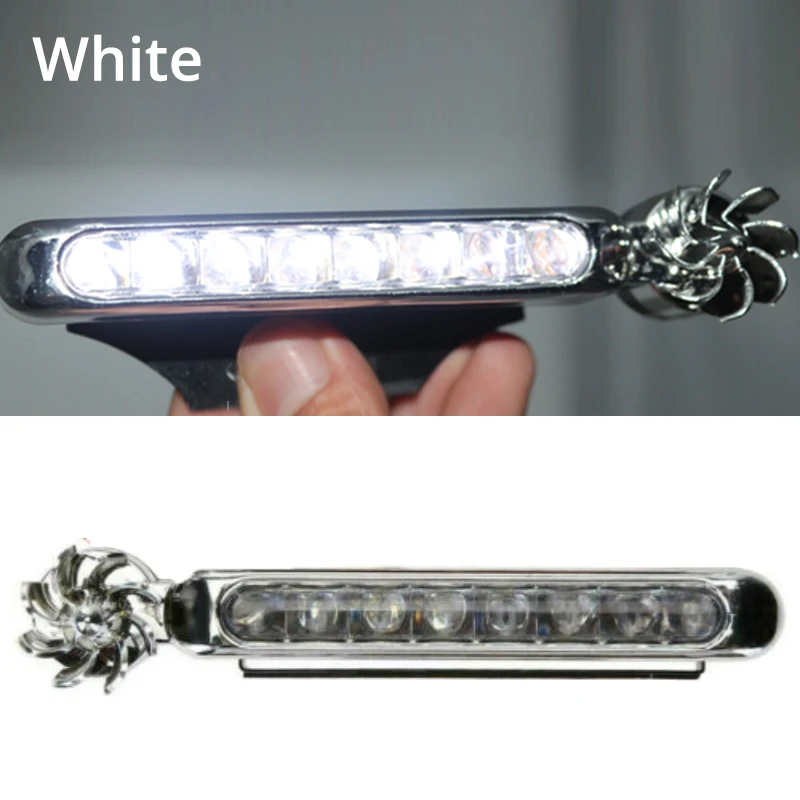 Luz LED alimentada por el viento para coche, luces de circulación DRL externas, faro antiniebla, lámpara de luz diurna automática, energía eólica sin cableado: Azul