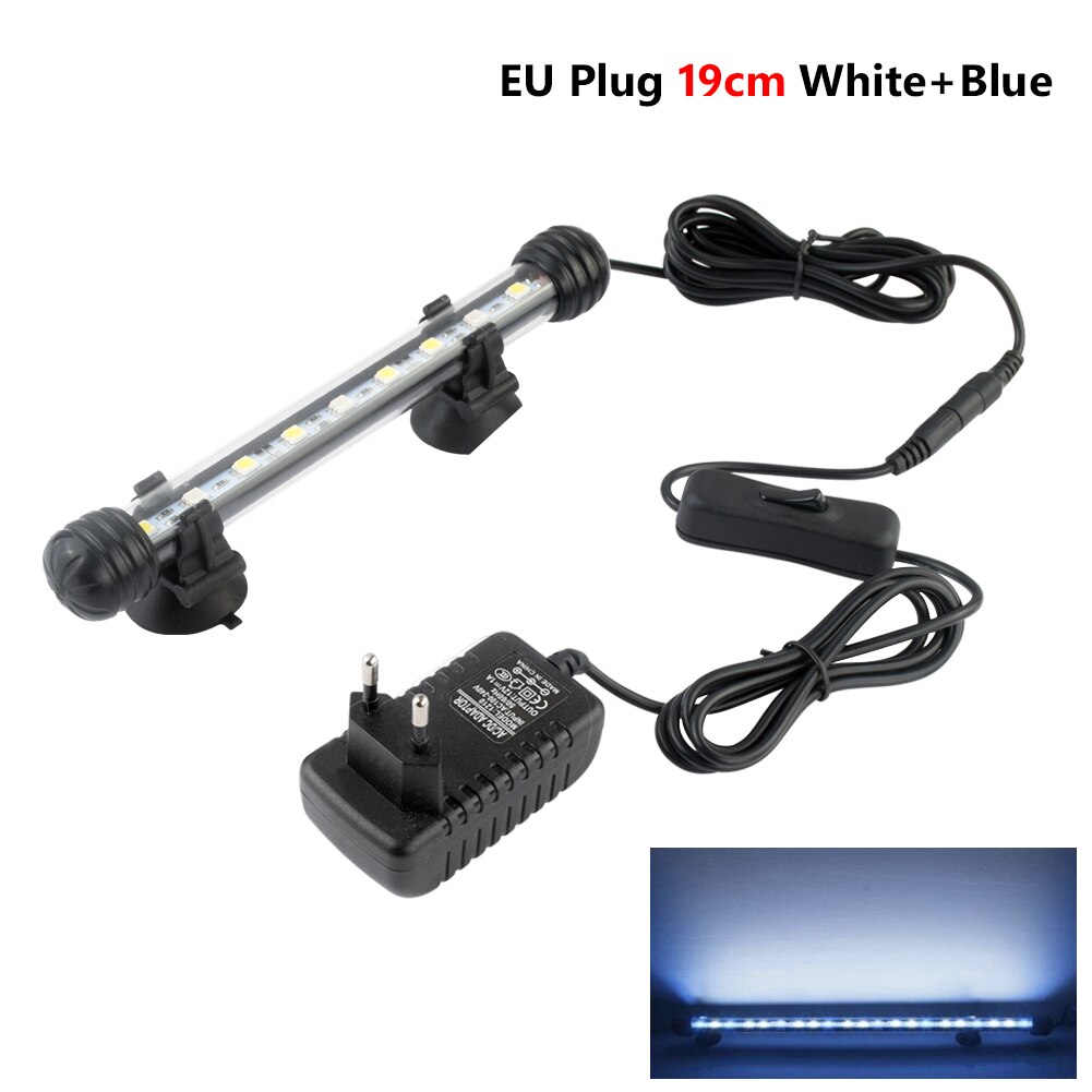 Lampe Submersible US 220V V | Lampe US, V, projecteur d'aquarium, télécommande 19 / 28 / 38/48cm, prise US, éclairage direct: 19CM Blue And White