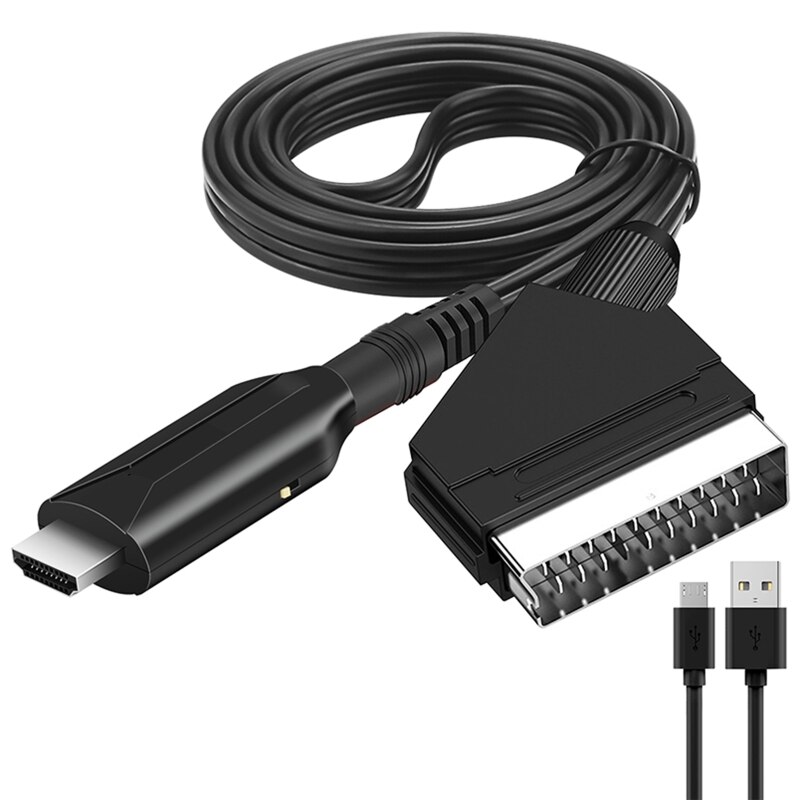 Scart Naar Hdmi-Compatibele Kabel Adapter Draagbare 720P / 1080P Video Converter Cord 3.28ft Lengte: Default Title