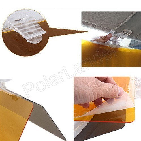 Hottest 2 in 1 Car polarizer lens tempered glass, acrylic car sunshade anti dazzle mirror Day and Night glare mirror