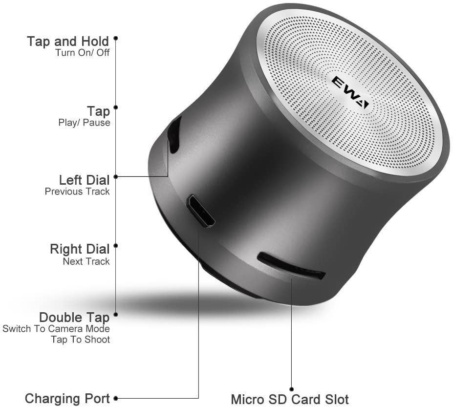 Ewa A109Mini Bluetooth Speaker Super Booming Bas Vervorming-Gratis Op Maximaal Volume Uiterst Compact Size Ultra-Draagbare