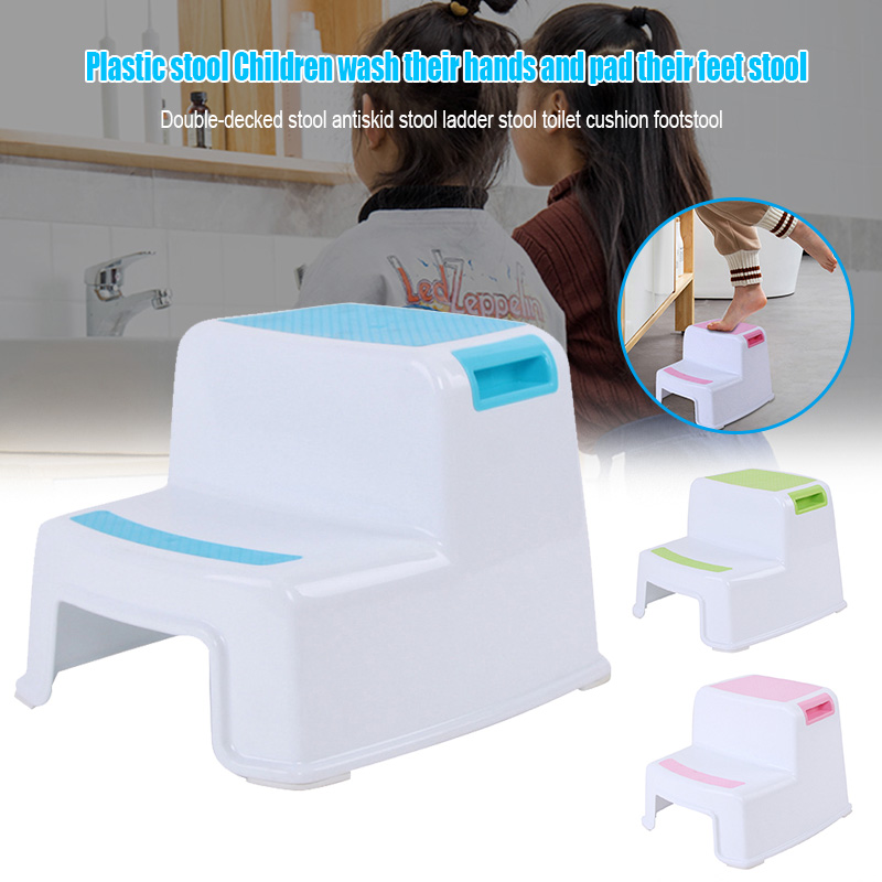 2 Step Stool Toddler Kids Stool Toilet Potty Training Slip Resistant for Bathroom Kitchen HUG-Deals