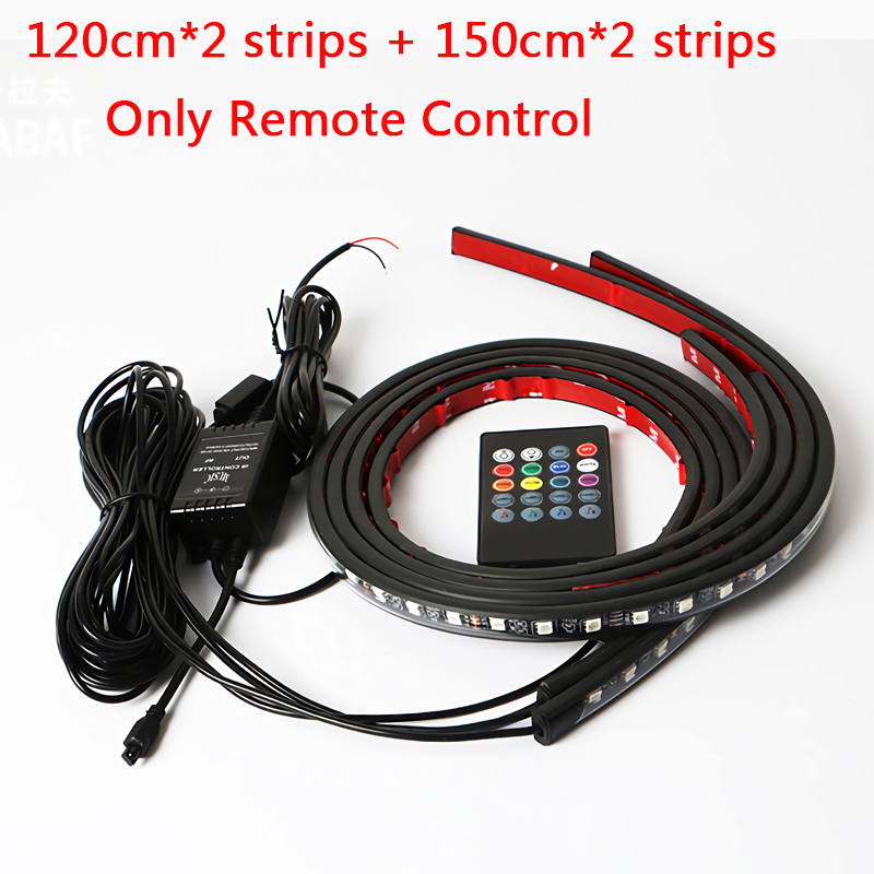 Charssis-tira de luces LED flexibles para coche, Control remoto/aplicación, luces de neón RGB, ambiente, Lámpara decorativa automática: Cristal azul