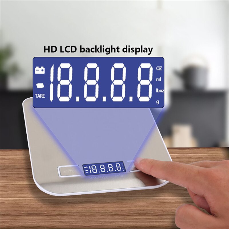Rvs Weegschaal Lcd Elektronische Weegschalen Accessoires 10Kg/5Kg Post Balance Digitale Huishouden Keuken Schaal