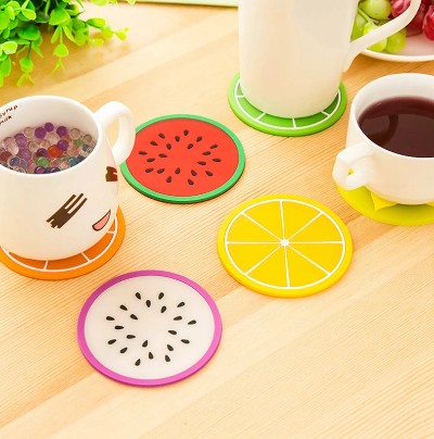 Fruit Shape Cup Coaster Silicone Slip Insulation Pad Cup Mat Drink Holder Mug Stand Home Table Decorations Kitchen Accessory