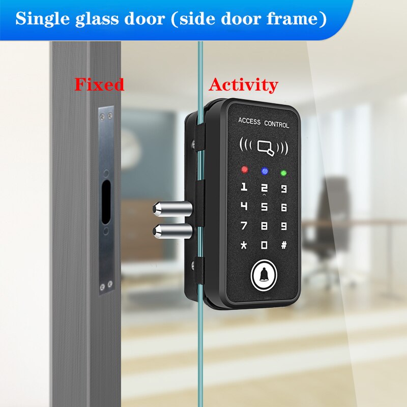 Frameless Glass Door Lock Office Glass Door Password Lock Single&Double Door Smart Card Key Door Lock XM-R1: A2