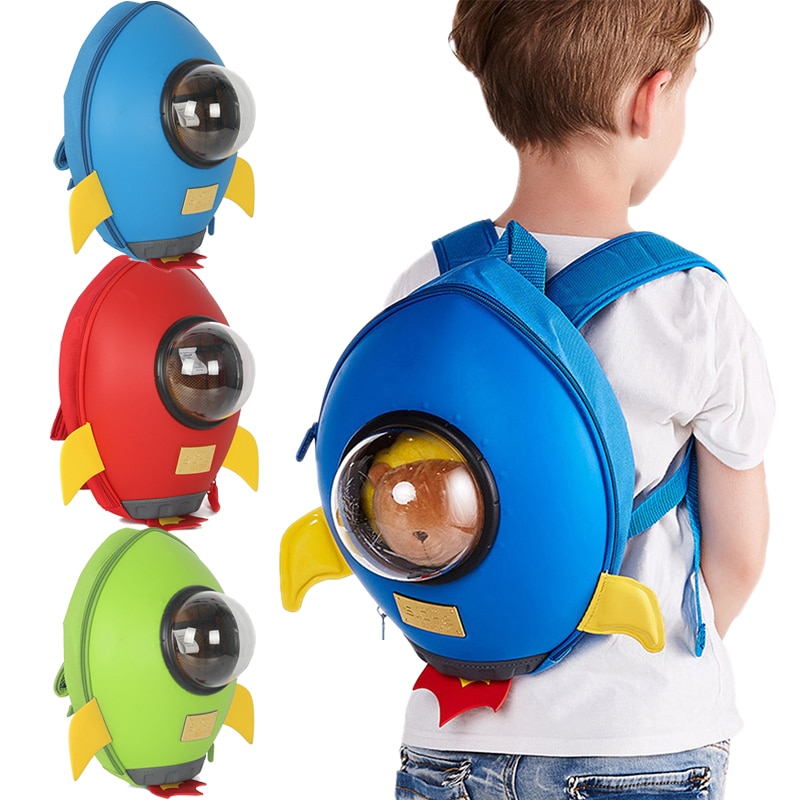 Kids 3D Rocket Backpack Boys Girls Cartoon Children Backpacks Kawaii Kindergarten Bag Kids Child Toddler Waterproof Preschool