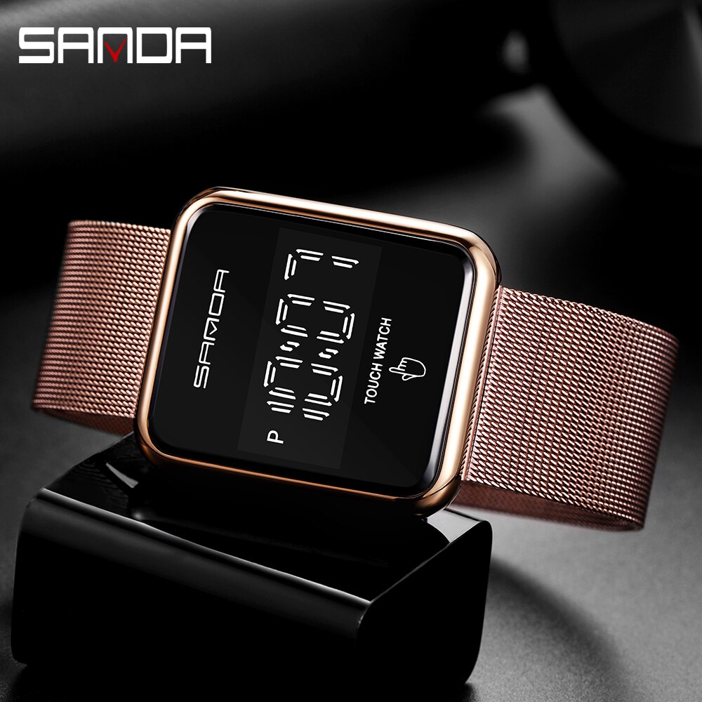 Sanda Mode Mannen Led Display Vierkante Touch Screen Digitale Horloges Waterdicht Outdoor Sport Horloge Voor Relogio Masculino