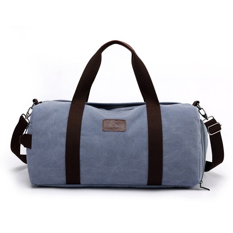 Canvas Travel Bags Hand Luggage Organizer Large Duffle Bag Weekender Gym Handbag Independent Shoe Bags for Traveling Men: Blue