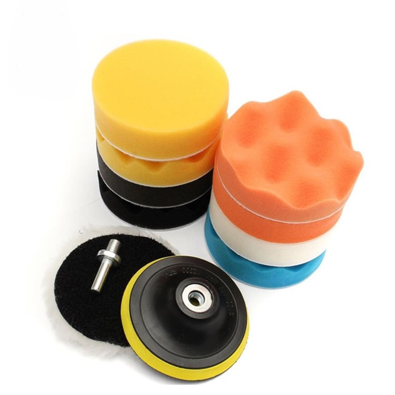 Esponja de lavado de coche, almohadillas de pulido de encerado, adaptador de taladro, lavado de coche, limpieza de detalles automáticos, 3 pulgadas, 11 unids/lote