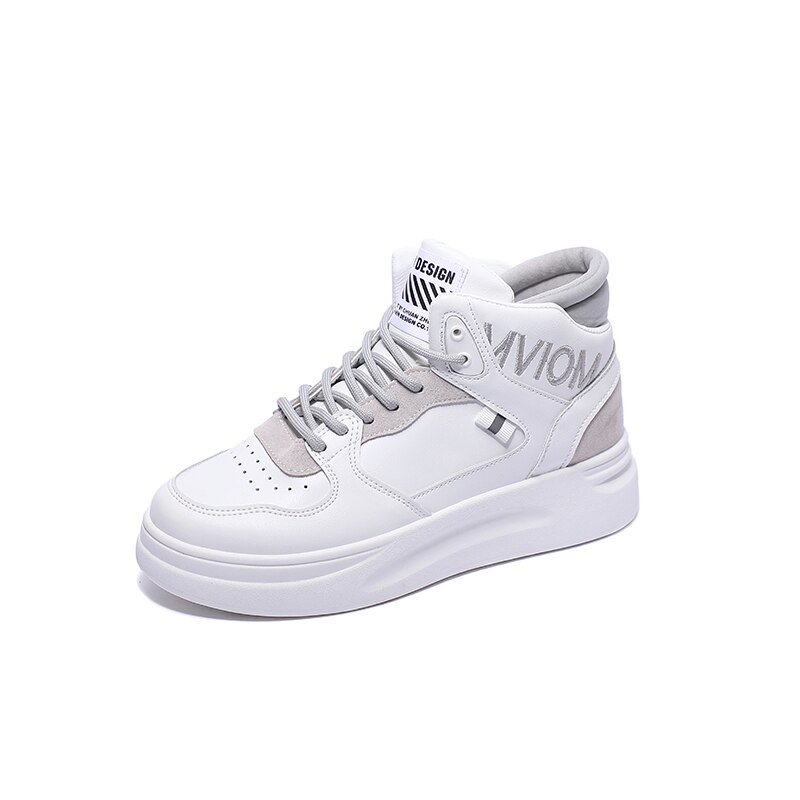 Women High Top Sneakers Woman Skateboarding Shoes Ladies Sports Shoes Breathable Hip Hop Lace Up Walking Street Platform Shoes: Gray / 38