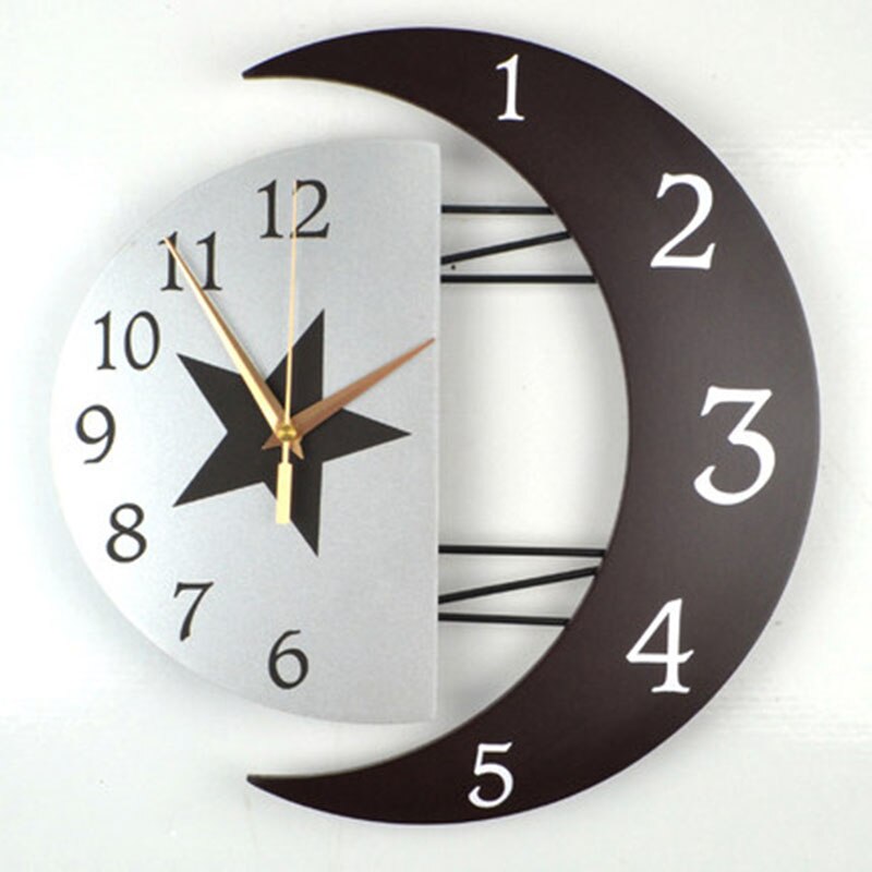 Luxus Große 3d Wanduhr Sterne Kreative Metall Saat Moderne Zauberstab Uhren Mond Heimat Dekor Großen nordisch Küche Dekorative neue: Weiß1 / 16 Zoll