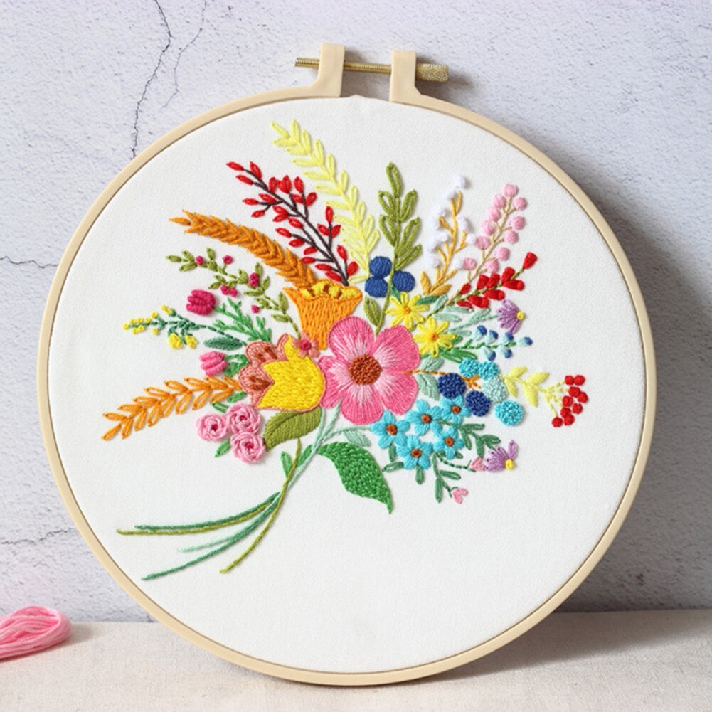 Adult Embroidery set Wife Embroidery cloth Flowers Pattern Needles: 3