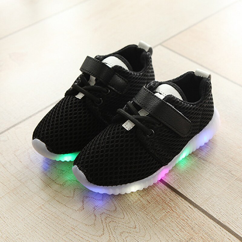 Loozykit Mode Led Kid Sport Schoenen Jongens Meisjes Light Up Sneakers Peuter Baby Lichtgevende Casual Trainers Leuke: black / 24