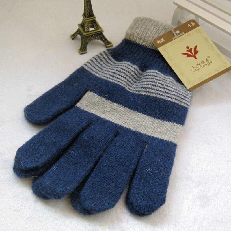 Winter Mannen Handschoenen Warme Gebreide Dikke Handschoen Mannelijke Stripped Kasjmier Guabtes Jongen Lange Luva Student Hand Handschoen warmer