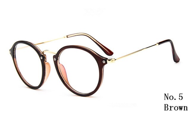 Gafas redondas transparentes con montura transparente para mujer, anteojos para miopía, montura de gafas para hombre, gafas ópticas contra rayos azules,: brown