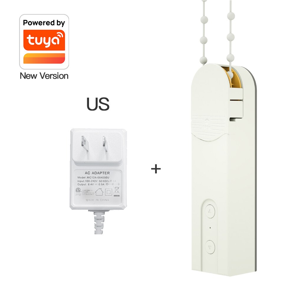 MoesHouse DIY Smart Roller Blinds Drive Motor Motorized Chain Powered By Charger Build-in Bluetooth APP Remote Control.: TUYA with US Adapate