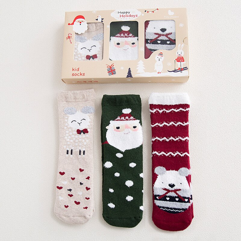 Kid Boy Girl Leg Warmers Santa Claus Toddler Girl Socks Boys Girls Merry Christmas Baby Sock: B-3 piece