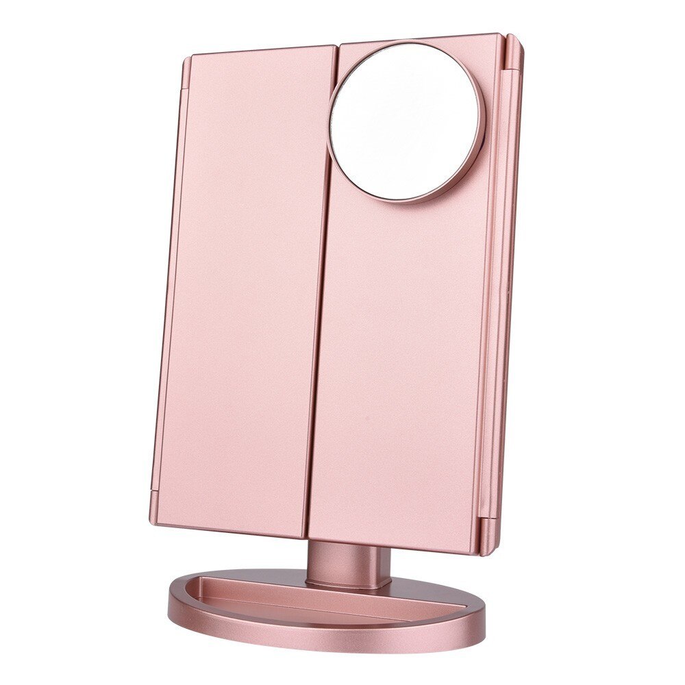 22 light Touch Screen LED Makeup Mirror table 1X2X/3X/10X Magnifying espejo de maquillaje vanity magnifier screen Folding Mirror: Rose Gold