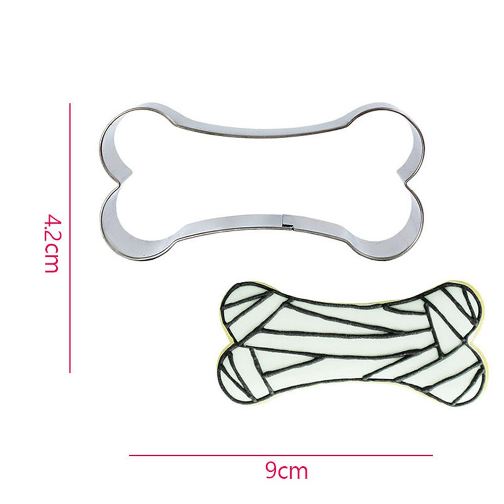 3D Cartoon Vorm Cookie Biscuit Diy Mold Rvs Cake Fondant Mold Keuken Bakvorm Cutter Tool Voor Halloween Decor: bone