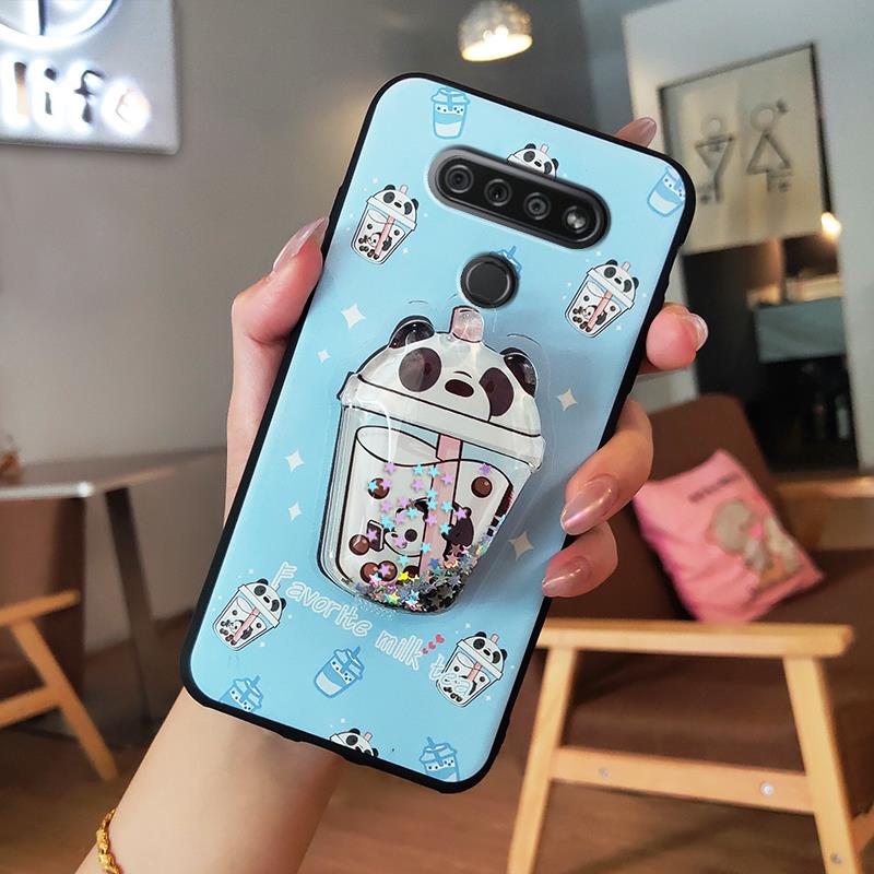 Soft Case Cartoon Telefoon Case Voor Lg K51 Kickstand Siliconen Steunpunt Voor Meisjes Drift Zand Tpu: picture 5