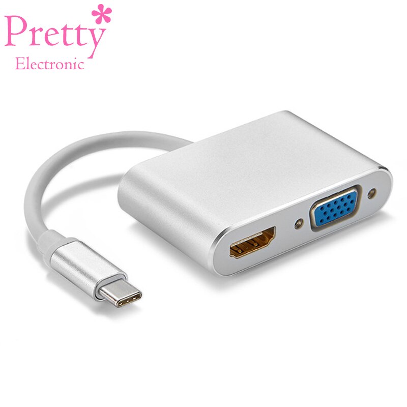 Typ-C zu HDMI 4K Adapter VGA Dual Interface 1080P HD VGA Interface Windows Linux android Kabel Data Converter: Default Title