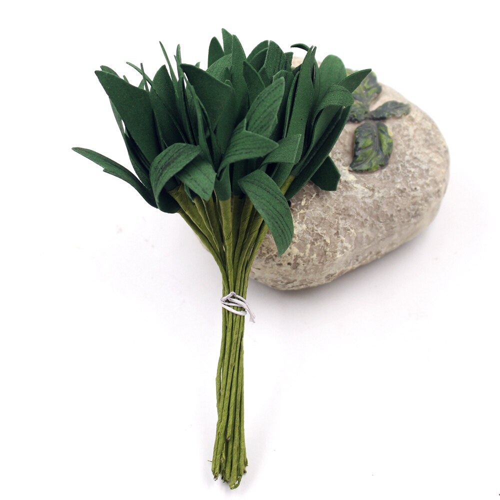 Ramo de hojas artificiales de espuma verde, accesorios decorativos para de boda, hojas de Fleurs para álbum de recortes, suministros para manualidades, 20 unids/lote: Verde