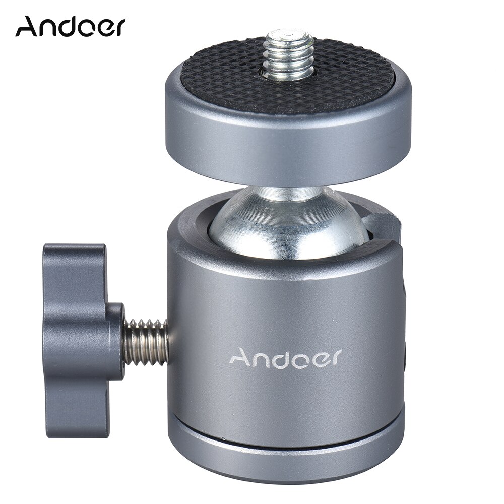 Andoer Mini Tripod Metal Ball Head Adapter Ballhead Mount with 1/4" Screw & 1/4" Screw Hole