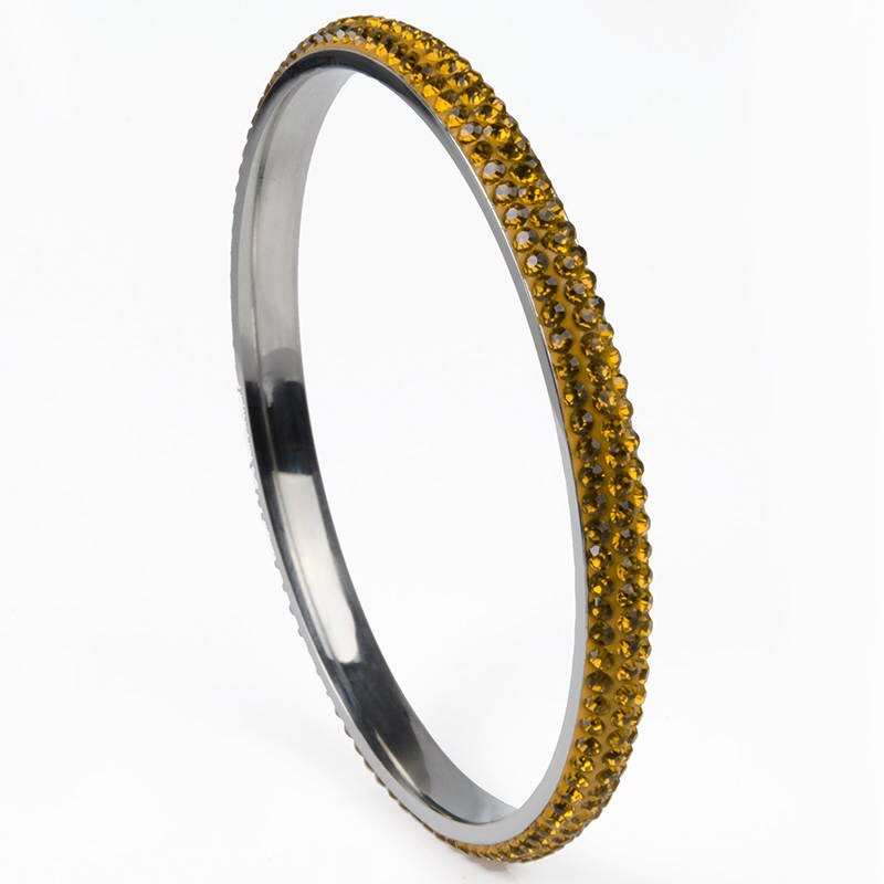 5 Colors 3 Rows Crystal Stainless Bangle Bracelet Love Rhinestone Bangle For Women Jewelry Christmas: gold