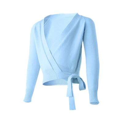 Women Knitwear Dance Warm ups Ballet Sweater Wrap Up Cardigan Long Sleeve Cashmere Winter Dance Warmer Ballerina Dancewear: Sky Blue / M