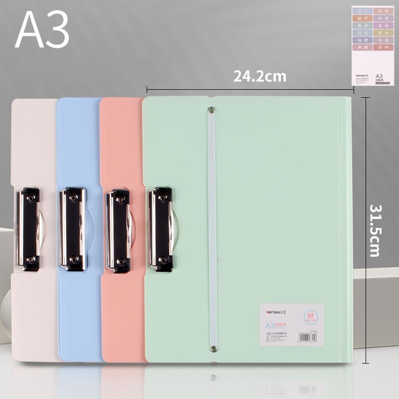 A3 Bag for Documents Clipboard Morandi File Folder Binder Organizer School Data Book Office Test Paper Stationery Storage Folder