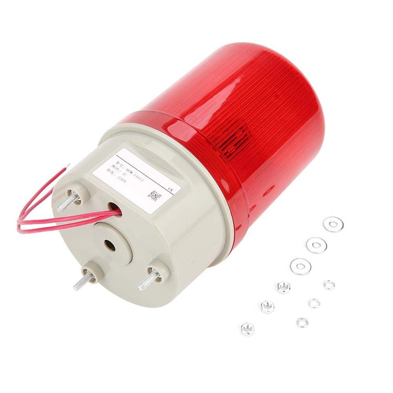 -Industrial Flashing Sound Alarm Light,BEM-1101J 220V Red LED Warning Lights Acousto-Optic Alarm System Rotating Light Emerge