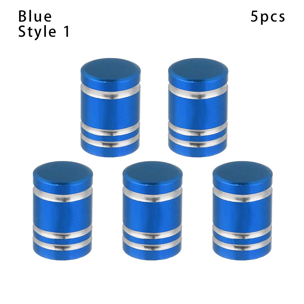 5pcs Universal Bike Valve Caps Dustproof Aluminum Alloy Schrader Valve Caps Motorcycles Trucks Cars Bikes: Blue-Style 1