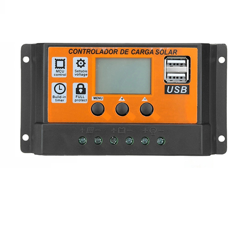 10A/20A/30A/40A/50A/100A Auto Solar Laadregelaar Lcd Dual Usb Zonnepaneel regulator Dual Usb Voltage Charger 12V24V Power