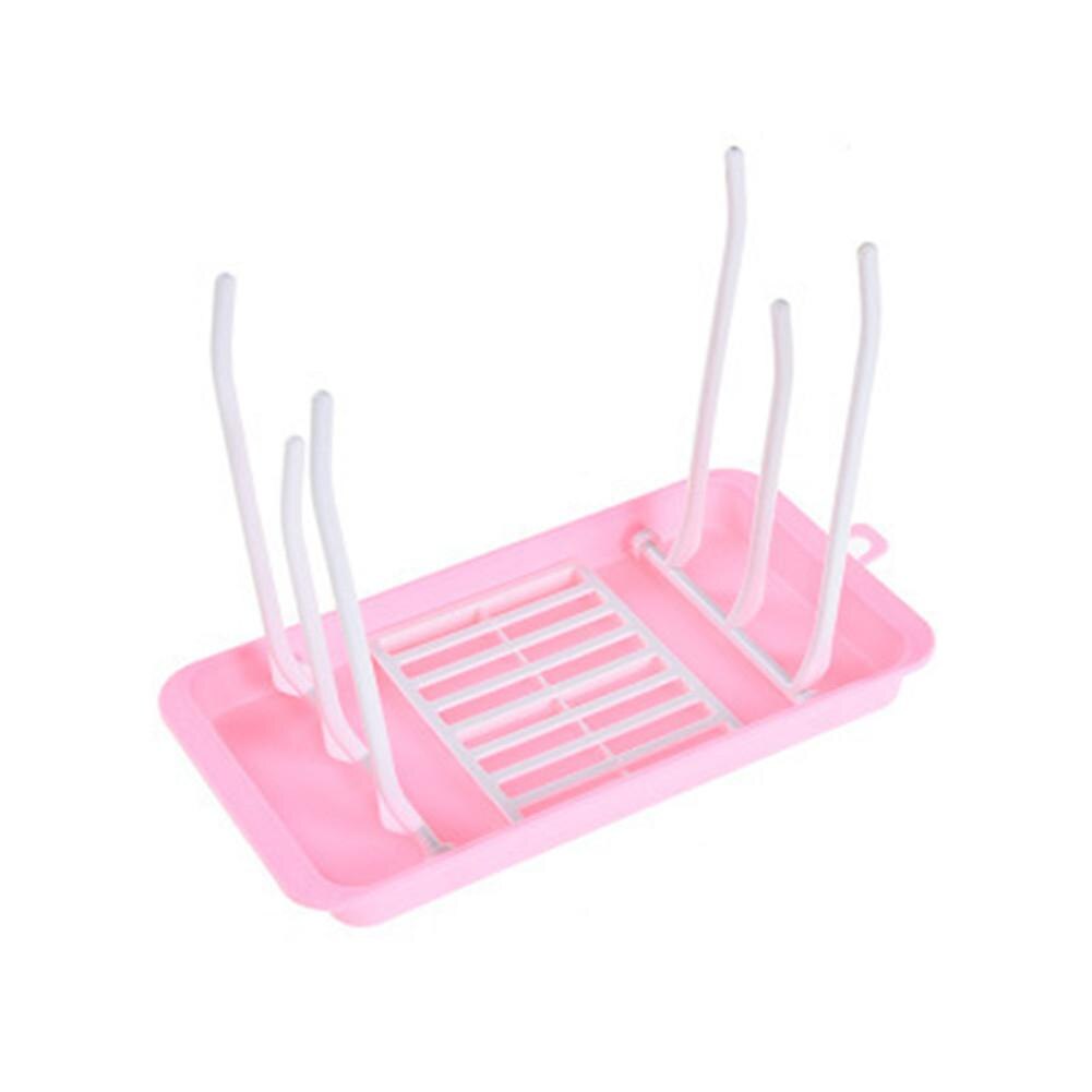 Porte-biberon support de rangement pour bouteilles égouttoir pliable porte-bouteille pour bébé: Pink