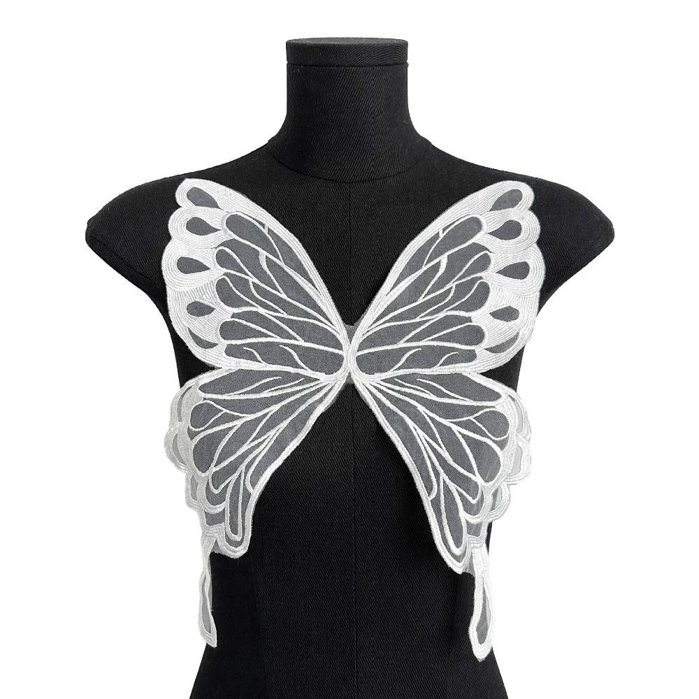 Large Butterfly Embroidery Appliques For Clothes Patches Lace Fabric Accessories For Wedding Dress Bridesmaid DIY Decor