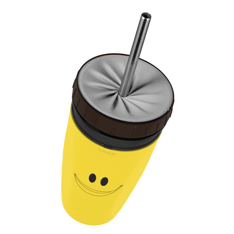 Dobbel vegg tumbler krus bærbar plast kopp justerbar kjøkken tilbehør kopp: Smiley