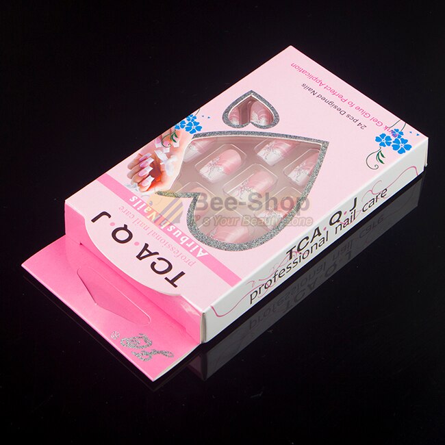 Met 1 Stuk Van Nail Plakband 24 Stks/doos Druk Op Nail Art Tips Volledige Cover 10 Maten Valse Nail art Bruiloft Nagels