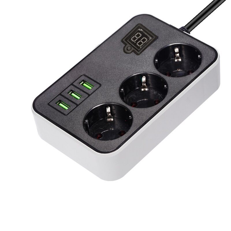 Slimme Timing Power Strip 3 EU Plug Outlets Elektrische Socket met USB 3 Poorten Charger Adapter Dock 5V 3.4A 1.8m Verlengsnoer