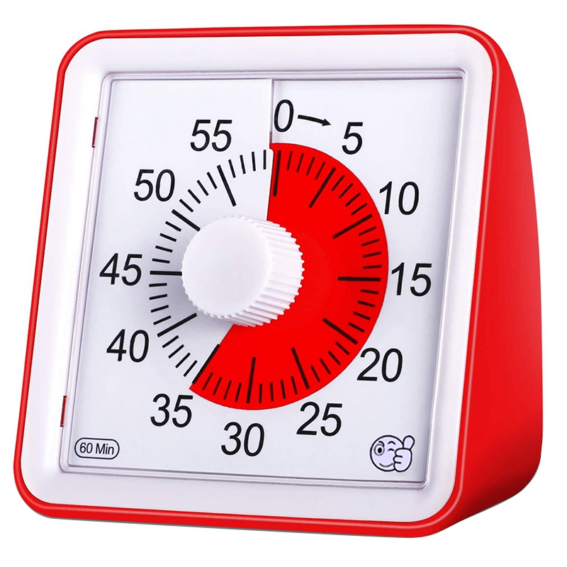 Visual Timer,60 Minute Kids Timer,3 Inch Countdown Timer,Silent Visual Analog Timer For Kids And Adults,Red
