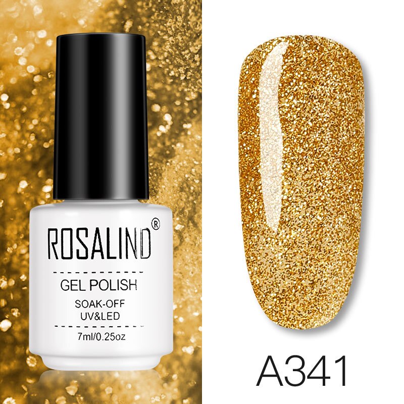 Nagellak Uv & Led Gel Polish Soak Off Nail Art Glitter Goud Kleur Nagellak Vrouwen Nail Beauty Gouden Uv gel Lak: 341