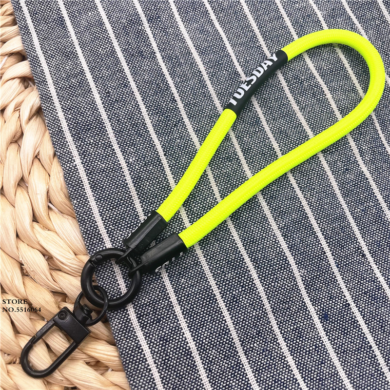 LLavero de Color fluorescente, llaveros con hebilla de Clip de Metal, correa para teléfono móvil, cordón antipérdida, cordón colgante, correa para muñeca para llaves