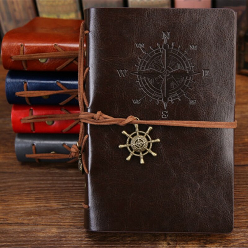 Kunstig pu rejsendes notesbog dagbog planlægning papirvarer vintage pirat spiral note bog journal ringbind blank skitsebog: Kaffe