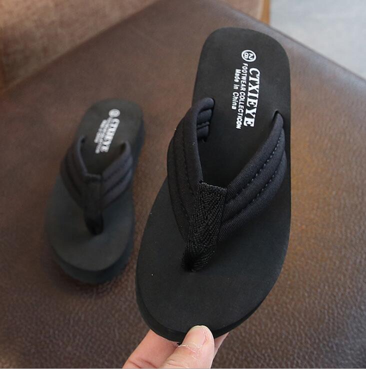 Barn kristallskor tjejer strand sommar barntofflor terlik tjejer sandaler baby badrum halkfria hem flip flops  b261: Svart / 10.5